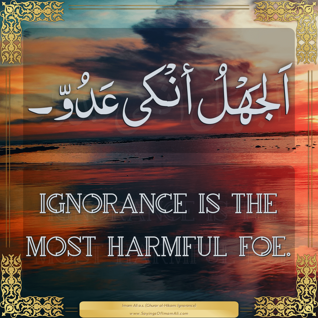 Ignorance is the most harmful foe.